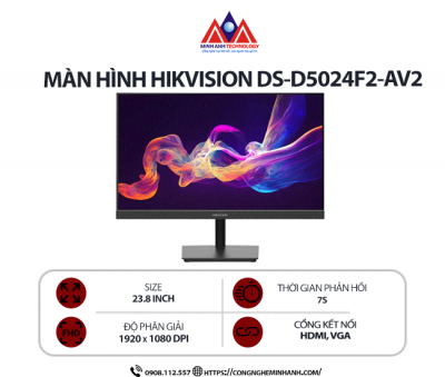 Màn hình máy tính Hikvision DS-D5024F2-AV2 (23.8 inch/ 1920 x 1080/ 250 cd/m2/ 7ms/ 100Hz), bảo hành 24 tháng
