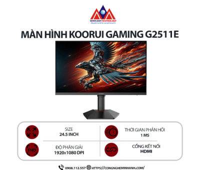Màn hình máy tính Koorui Gaming G2511E (24.5 inch / 1920 x 1080 / 250 cd/m2 / 1ms / 320Hz), bảo hành 24 tháng