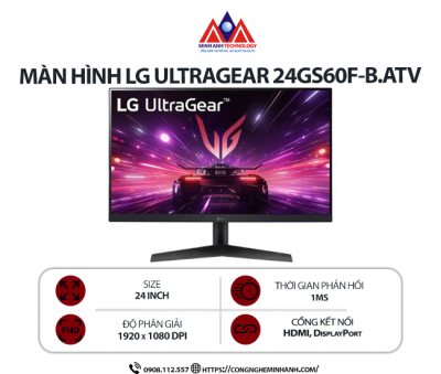 Màn hình máy tính LG UltraGear 24GS60F-B.ATV (24 inch/ 1920 x 1080/ 300 cd/m2/ 1ms/ 180Hz), bảo hành 24 tháng