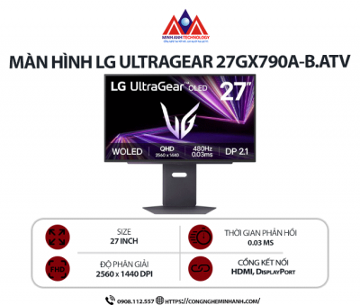 Màn hình máy tính LG UltraGear 27GX790A-B.ATV (27 inch/ 2560 x 1440/ 250 cd/m2/ 0.03ms/ 480Hz), bảo hành 24 tháng