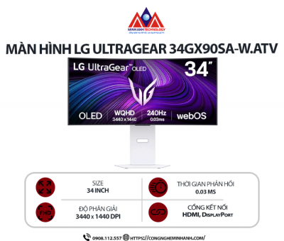 Màn hình máy tính LG UltraGear 34GX90SA-W.ATV (34 inch/ 3440 x 1440/ 275 cd/m2/ 0.03ms/ 240Hz), bảo hành 24 tháng