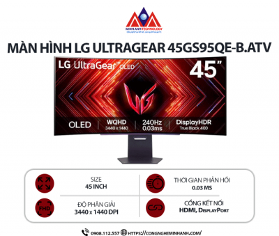 Màn hình máy tính LG UltraGear 45GS95QE-B.ATV (45 inch/ 3440 x 1440/ 280 cd/m2/ 0.03ms/ 240Hz), bảo hành 24 tháng
