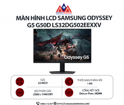Màn hình máy tính Samsung Odyssey G5 G50D LS32DG502EEXXV (32 inch/ 2560 x 1440/ 280 cd/m2/ 1ms/ 180Hz)
