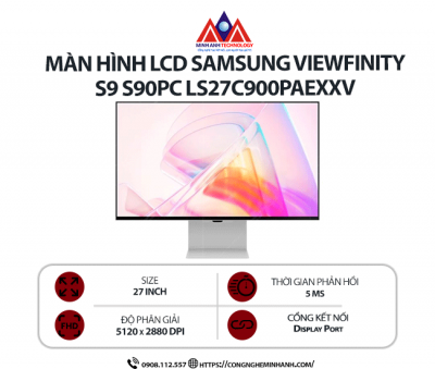 Màn hình máy tính Samsung ViewFinity S9 S90PC LS27C900PAEXXV (27 inch/ 5120 x 2880/ 600 cd/m2/ 5ms/ 60Hz)