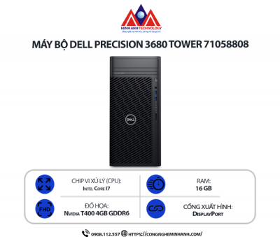 Máy trạm Dell Precision 3680 Tower 71058808 (i7-14700/ Ram 16GB/ SSD 256GB/ HDD 4TB/ T400/ 300W/ Windows 11/1Y)