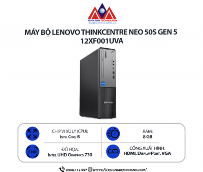 Máy bộ Lenovo ThinkCentre neo 50s Gen 5 12XF001UVA (i5-13400/ Ram 8GB/ SSD 256GB/ Windows 11/ 1Y)