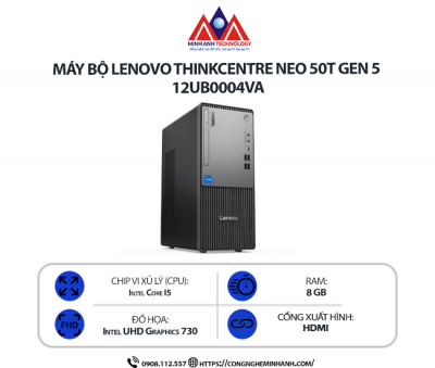 Máy bộ Lenovo ThinkCentre Neo 50t Gen 5 12UB0004VA (i5 14400/ Ram 8GB/ SSD 512GB/ Windows 11/ 1Y)