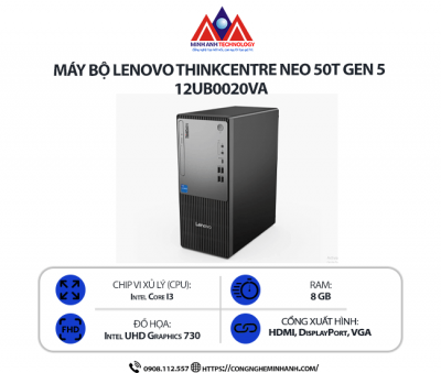 Máy bộ Lenovo ThinkCentre neo 50t Gen 5 12UB0020VA (i3-13100/ Ram 8GB/ SSD 256GB/ 1Y)