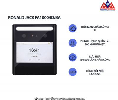 Máy Chấm Công khuôn mặt Ronald Jack FA1000/ID/BA