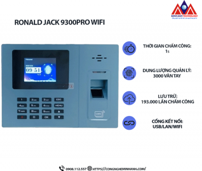 Máy chấm công vân tay Ronald Jack 9300 Pro Wifi