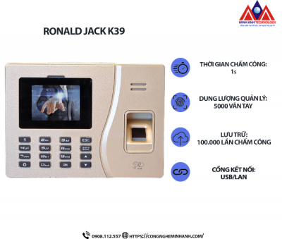 Máy chấm công vân tay Ronald Jack K39