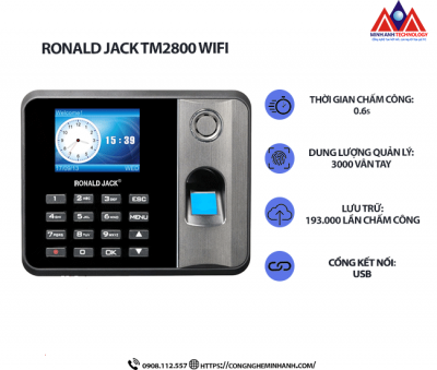 Máy chấm công vân tay Ronald Jack TM2800 WIFI