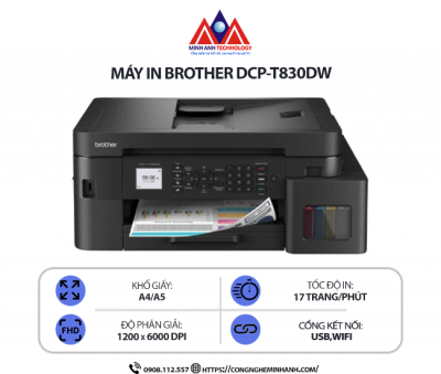 Máy in Brother MFC-T930DW - In phun màu đa năng, Scan, Copy, in tốc độ cao, in 2 mặt tự động, kết nối Wifi & cổng USB