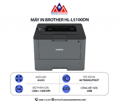 Máy in Brother HL-L5100DN - In laser trắng đen đơn năng, in 2 mặt tự động, kết nối cổng USB & mạng LAN