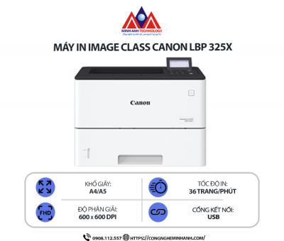 Máy in imageCLASS Canon LBP 325X - In laser trắng đen đơn năng, kết nối USB, in khổ A4/A5, in đảo mặt tự động, in tốc độ cao