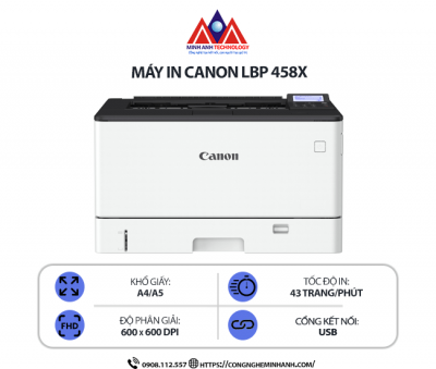 Máy in Canon LBP 458X - In laser trắng đen đơn năng, kết nối USB, in khổ A4/A3, in đảo mặt tự động, in tốc độ cao