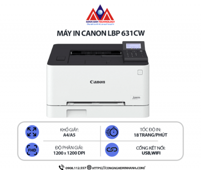 Máy in Canon LBP 631CW - In laser màu, kết nối Wifi & cổng USB, in 1 mặt, in tốc độ cao