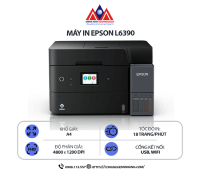 Máy in Epson L6390 – Máy in đa chức năng, In màu, In 2 mặt, WiFi, Scan, Copy, Fax