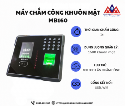 Máy Chấm Công khuôn mặt MB160
