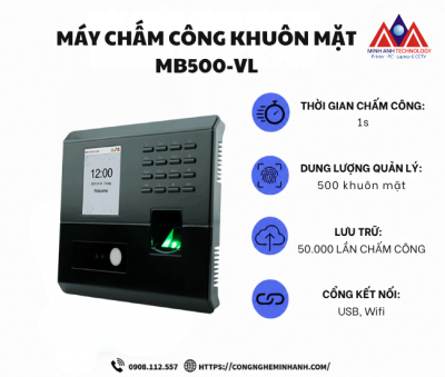 Máy Chấm Công khuôn mặt MB500-VL