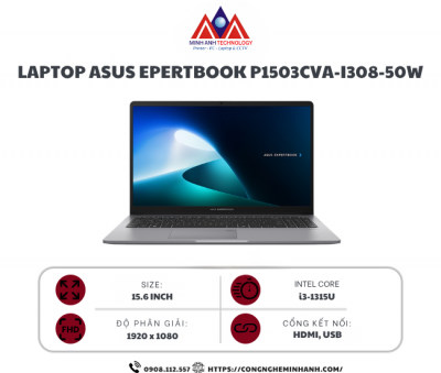Laptop Asus ExpertBook P1503CVA-i308-50W (i3-1315U/ Ram 8GB/ SSD 512GB/ Windows 11 Home/ 1Y/ Xám)