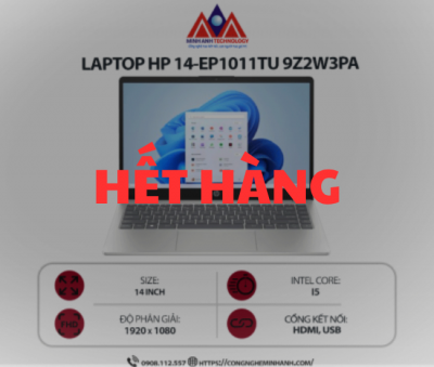 Laptop HP 14-ep1011TU 9Z2W3PA (Core I5-120U/ Ram 16GB/ SSD 512GB/ Windows 11/ 1Y/ Bạc)