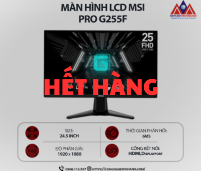 Màn hình máy tính MSI G255F (24.5 inch IPS/ 1920 x 1080/ 300 nits/ 6ms/ 180Hz), bảo hành 24 tháng