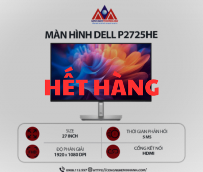 Màn hình máy tính Dell P2725HE (27 inch / 1920x1080 / 300 cd/m² / 5ms / 100Hz), bảo hành 24 tháng