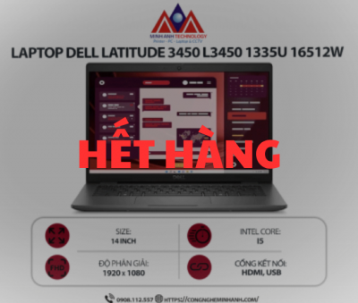 Laptop Dell Latitude 3450 L3450 1335U 16512W (i5-1335U/ RAM 16GB/ SSD 512GB/ Win 11/ 1Y/ Đen)