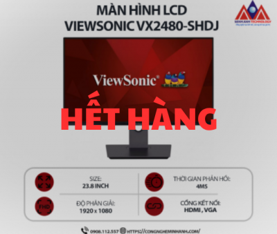 Màn hình máy tính Viewsonic VX2480-SHDJ (23.8 inch IPS/ 1920 x 1080/ 250 cd/m2/ 4ms/ 75Hz), bảo hành 24 tháng