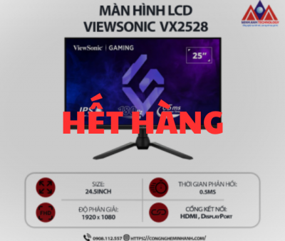 Màn hình máy tính ViewSonic Gaming VX2528 (25 inch IPS/ 1920 x 1080/ 250 cd/m2/ 0.5ms/ 180Hz), bảo hành 24 tháng