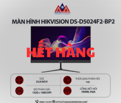Màn hình máy tính Hikvision DS-D5024F2-AV2 (23.8 inch/ 1920 x 1080/ 250 cd/m2/ 7ms/ 100Hz), bảo hành 24 tháng