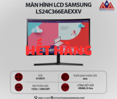 Màn hình máy tính Samsung LS24C366EAEXXV (24 inch VA/ 1920 x 1080/ 250 cd/m2/ 4ms/ 75Hz), bảo hành 24 tháng