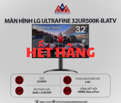 Màn hình máy tính LG UltraFine 32UR500K-B.ATV (32 inch/ 3840 x 2160/ 280 cd/m2/ 5ms/ 60Hz), bảo hành 24 tháng