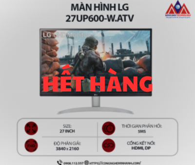 Màn hình máy tính LG 27UP600-W.ATV (27 inch IPS/ 3840 x 2160/ 400 cd/m2/ 5ms/ 60Hz), bảo hành 24 tháng