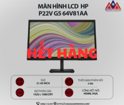 Màn hình máy tính HP P22v G5 64V81AA (21.45 inch VA/ 1920 x 1080/ 200 nits/ 5ms/ 75Hz), bảo hành 24 tháng
