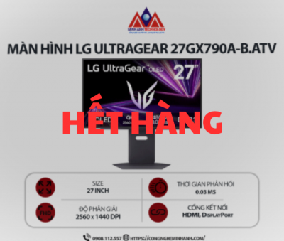 Màn hình máy tính LG UltraGear 27GX790A-B.ATV (27 inch/ 2560 x 1440/ 250 cd/m2/ 0.03ms/ 480Hz), bảo hành 24 tháng