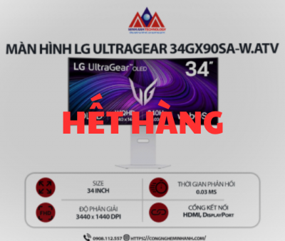 Màn hình máy tính LG UltraGear 34GX90SA-W.ATV (34 inch/ 3440 x 1440/ 275 cd/m2/ 0.03ms/ 240Hz), bảo hành 24 tháng