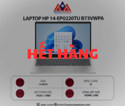 Laptop HP 14-ep0220TU B73VWPA (i3-1315U/ Ram 8GB/ SSD 512GB/ Windows 11 Home/ 1Y/ Bạc)
