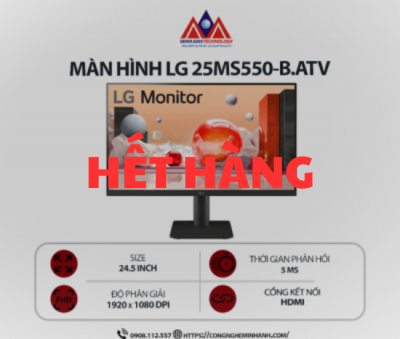 Màn hình máy tính LG 25MS550-B.ATV (24.5 inch/ 1920 x 1080/ 250cd/m2/ 5ms/ 100Hz), bảo hành 24 tháng