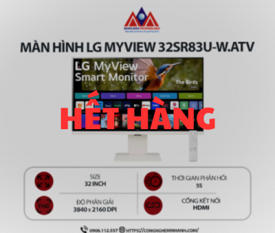 Màn hình máy tính LG MyView 32SR83U-W.ATV (32 inch/ 3840 x 2160/ 400 cd/m2/ 5ms/ 60Hz), bảo hành 24 tháng