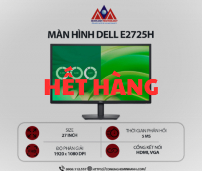 Màn hình máy tính Dell E2725H (27 inch / 1920x1080 / 300 cd/m² / 5ms / 75Hz), bảo hành 24 tháng