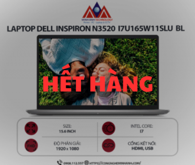 Laptop Dell Inspiron 15 3520  N3520 i7U165W11SLU BL (I7 1255U/ Ram 16GB/ SSD 512GB/ Windows 11/ 1Y/ Bạc)