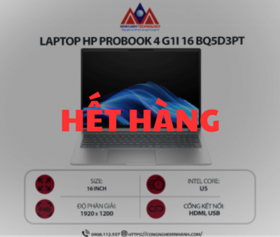 Laptop HP Probook 4 G1i 16 BQ5D3PT (Ultra 5-225U/ Ram 8GB/ SSD 512GB/ Windows 11 Home/ 1Y/ Bạc)