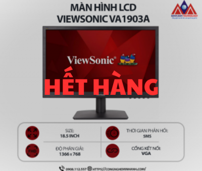 Màn hình máy tính Viewsonic VA1903A (18.5 inch TN/ 1366 x 768/ 200 cd/m2/ 5ms/ 60Hz), bảo hành 24 tháng