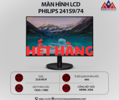Màn hình máy tính Philips 241S9/74 (24 inch IPS/ 1920 x 1080/ 250 cd/m2/ 4ms/ 75Hz), bảo hành 24 tháng