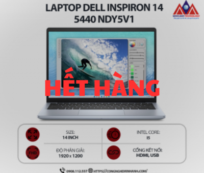 Laptop Dell Inspiron 14 5440 NDY5V1 (i5 1334U/ Ram 16GB/ SSD 512GB/ Windows 11/ Office/ 1Y/ Xanh)