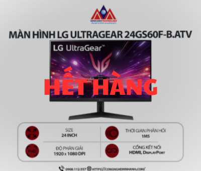 Màn hình máy tính LG UltraGear 24GS60F-B.ATV (24 inch/ 1920 x 1080/ 300 cd/m2/ 1ms/ 180Hz), bảo hành 24 tháng
