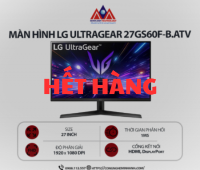 Màn hình máy tính LG UltraGear 27GS60F-B.ATV (27 inch/ 1920 x 1080/ 300 cd/m2/ 1ms/ 180Hz), bảo hành 24 tháng