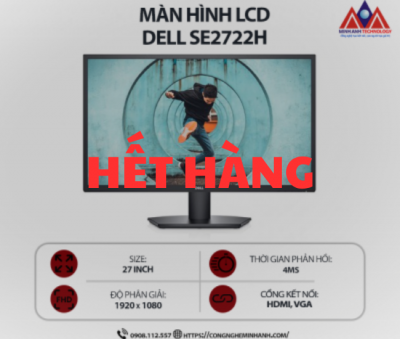 Màn hình máy tính Dell SE2722H (27 inch VA/ 1920 x 1080/ 250 cd/m2/ 4ms/ 75Hz), bảo hành 24 tháng